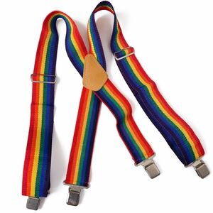 Custom LeatherCraft Rainbow Suspenders Adjustable Clip-On